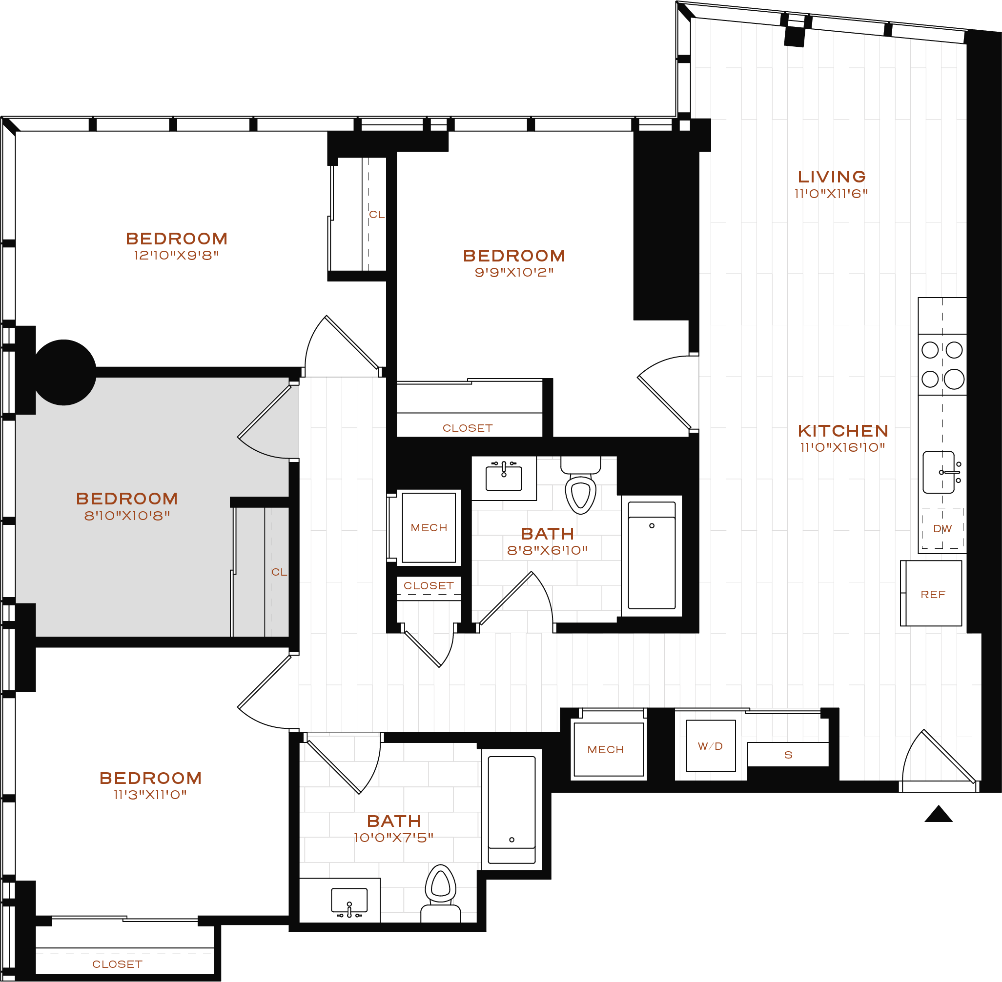 Rendering of the Co-Living LT-01 Bedroom 3 Floor Plan